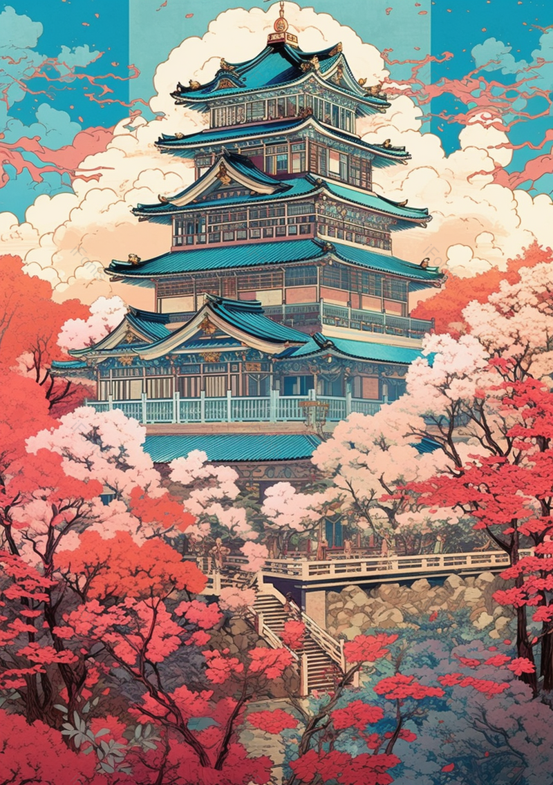江西南昌名楼滕王阁风景插画背景,插画/手绘图,插画/手绘图库,插画/手绘图下载,插画/手绘
